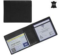 RHB Genuine Leather Disabled Blue Badge Holder with Timer Wallet - Secured Disability Parking Permit Cover with Hologram Protection (Timer not Included) (Black Pebble Grain)