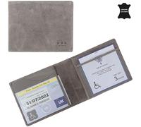 RHB Genuine Leather Disabled Blue Badge Holder with Timer Wallet - Secured Disability Parking Permit Cover with Hologram Protection (Timer not Included) (Grey Distressed)