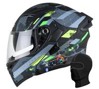 RHBDDHV Bluetooth Modular Motorbike Helmet, ECE Approved Flip-Up Full Face Motorcycle Helmets, Dual Visor Speakers, Lightweight Anti-Fog Ventilated Helmet for Men Women Touring Commuters