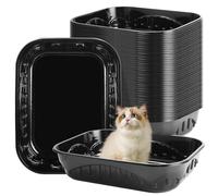 RHBLME 25 Pack Disposable Litter Boxes for Cats, 15.7 x 11.8 x 3.54 Inches Cat Litter Box Black Disposable Cat Litter Box for Small Pets Kitten Travel