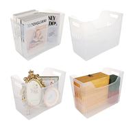 RHBLME 3 PACK Freezer Organizer Bins with Wheel, 12.6 x 10 x 6 Inch Clear Plastic Pantry Organizer and Storage, Tall Narrow Kitchen Organization Freezer Organization Rolling Bins Storage