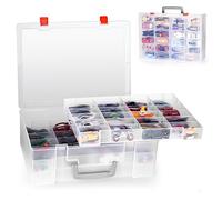 RHCOM Toy Organizer.72 Compartments.Toy Storage Box Compatible With Hot wheels Cars, Matchbox Cars,Mini Toys and Small Dolls.Toy Storage Display Case With 3 Layers of Removable Trays (Transparent)