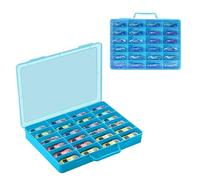 RHCOM Toy Storage Organizer Case for Hot Wheels Car, for Matchbox Cars, for Mini Toys, for Small Dolls. Carrying Box Container Carrier with 24 Compartments.(Box Only) (Blue)