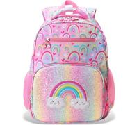 RHCPFOVR Girls Backpack for Elementary School, Backpack for Girls 5-8, Lightweight Kids Backpacks, Rainbow Kids-15"h, 15" x 11.5" x 5", Rainbow