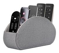 RHCSZ PU Leather Remote Control Holder,TV Remote Caddy/Box with 5 Compartments,Bedside Table Organizer for Controller,Glasses,makeup brushes,jewelry and Media Player,Pen/Pencil Storage (Grey)