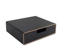 RHCSZ Stackable Organizer Drawer PU Leather Classic Handmade,Organize Home Office Desk Accessories and Sort Letter-Size Paper/a4 Document,Desk Caddy with Drawers Storage Box,13.1x10x3.7inches,Black