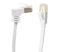 RHCXCYTJ Cat6 Ethernet Cable 90 Degree Downward Right Angle, Flat CAT6 Gigabit Internet Network LAN Patch Cords for Router,Modem,Printer,32AWG FTP Cat6 Network Cable White (Downward Angle, 33FT)