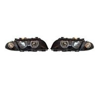 RHD LHD Projector Headlights Pair Angel Eyes Black For BMW 3 Serie E46 4DR 98-01