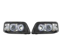 RHD LHD Projector Headlights Pair Angel Eyes Black For VW T5 2003-2010