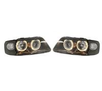 RHD LHD Projector Headlights Pair Angel Eyes Clear Black For Audi A3 2000-03