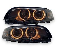 RHD LHD Projector Headlights Pair Angel Eyes Clear Black For BMW E46 Coupe 99-03