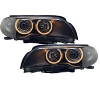 RHD LHD Projector Headlights Pair Angel Eyes Clear Black H7 H7 For BMW E46 03-07