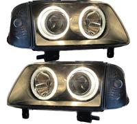 RHD LHD Projector Headlights Pair Angel Eyes Clear Black H7 H7 VW Polo 99-01 6N2