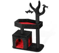 Rhdekoein 120cm Heavy Duty Gothic Cat Tree Large Tree Tower for Indoor Cats Spacious Condo Coffin for Large Cats Scratching Posts Hanging Ball Pet Activities Platform Cat Furniture