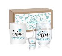 Rhdekoein Before Patients After Patients Set 11 oz Coffee Mug 18 oz Stemless Wine Glass 2 oz Shot Glass for Nurse Doctor Hygienist Dentist Physician Nursing Graduation Birthday Gift Nurse Week Gifts