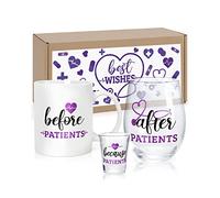 Rhdekoein Before Patients After Patients Set Nursing Gifts 11 oz Coffee Mug 18 oz Stemless Wine Glass 2 oz Shot Glass for Doctor's Day Pediatrician Physician Graduation Birthday Nurse Week Women Gfts