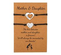 Rhdun Mother Daughter Bracelets Set for 2 Mum Daughter Gifts Mommy and Me Love Heart Matching Back to School Bracelet Wish Bracelets Handmade Jewelry Gift Women Girls, First Day of School Bracelets