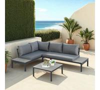 Rhea Platform Corner Sofa 4 Seater Garden Lounge Set With Table Gray