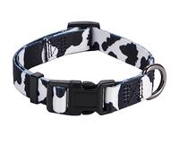Rhea Rose Cow Print Dog Collar Animal Pattern for Dogs White Black, Large