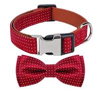Rhea Rose Dog Collar with Bow Tie for Girl or Boy Gift Soft Durable Bowtie Red Dot Medium
