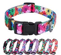 Rhea Rose Girl Dog Collar with Cute Daisy, Pink Sunflowers, Rose Print Animal Print for Small Medium Large Dogs M