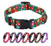 Rhea Rose Girl Dog Collars Summer Daisy Flower Pattern, Female Adjustable Collar for Puppy, Small, Green