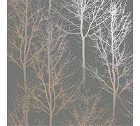 Rhea Trees 90761 Indulgence Wallpaper Dark Grey Rose Gold 10.05 m x 0.53 m