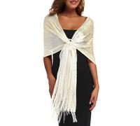 Rheane Sparkling Metallic Shawls and Wraps with Buckle for Evening Party Dresses Wedding Party, D. Champagne/Gold (With Champagne Gold Buckle), Large