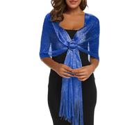 Rheane Sparkling Metallic Shawls and Wraps with Buckle for Evening Party Dresses Wedding Party, H. Royal Blue (With Blue Buckle), Large