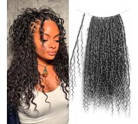RHEANNA Knotless Crochet Boho Goddess Locs With Human Hair Curls Curly Ends Pre Looped Faux Crochet Soft Locs Box Braids For Black Women 26inch 72Strands