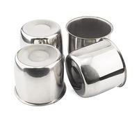 Rheedal 4Pcs 4.25inch Trailer Wheel Center Caps Push Thru 4.25" Bore 3.66" Tall Stainless Hub Cap for Truck SUV RV Wheel Rim, Chrome Silver Wheel Cover