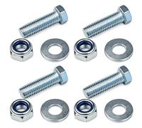RheinParts Mounting Kit for Trailer Jockey Wheel & Support Supports - 4 x M10 x 30 Screws with Nuts & Washers - Galvanised Steel - Mounting Kit for Support Foot Support Leg Bow Wheel