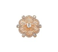 Rheinstone Big Flower Ring for Women Gold Silver Mesh Shiny Metal Ring Shiny Flower Geometric Ring Hollow Floral Ring Large Wedding Ball Banquet Party Dress Accessories for Her, Large, Copper, No