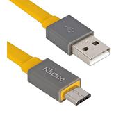 Rheme Colorful Flat Micro USB Data Sync Charging Cable Cord for Samsung Galaxy S3 S4 S5 S6 Note 5 I9500 HTC Blackberry Nokia Sony - Yellow