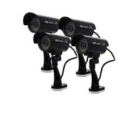 Rheme Dummy Security Camera, Fake CCTV Surveillance System with Realistic Red Flashing Lights and Warning Sticker for Indoor Outdoor 4 Pack