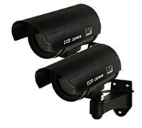 Rheme Fake CCTV,Dummy Security Camera, Fake CCTV Surveillance System with Realistic Red Flashing Lights and Warning Sticker for Indoor Outdoor 2 Pack