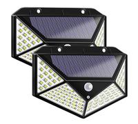 Rheme Led Solar Powered Motion Sensor Wall Light Waterproof Security Lamp for Outdoor Garden Pathway (2 x 100 LED)
