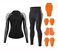 Rhepaada Armoured Motorcycle Outfit for Women Mesh Protective Jacket Plus Padded Skort Trousers, Breathable Summer Riding Set with Soft Guard Reflective Commuter Clothing Gear Street Fit