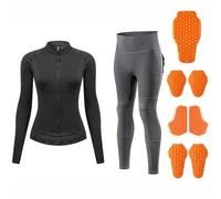 Rhepaada Armoured Motorcycle Outfit for Women Mesh Protective Jacket Plus Padded Skort Trousers, Breathable Summer Riding Set with Soft Guard Reflective Commuter Clothing Gear Street Fit
