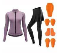 Rhepaada Armoured Motorcycle Outfit for Women Mesh Protective Jacket Plus Padded Skort Trousers, Breathable Summer Riding Set with Soft Guard Reflective Commuter Clothing Gear Street Fit