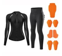 Rhepaada Armoured Motorcycle Outfit for Women Mesh Protective Jacket Plus Padded Skort Trousers, Breathable Summer Riding Set with Soft Guard Reflective Commuter Clothing Gear Street Fit