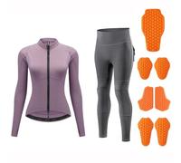 Rhepaada Armoured Motorcycle Outfit for Women Mesh Protective Jacket Plus Padded Skort Trousers, Breathable Summer Riding Set with Soft Guard Reflective Commuter Clothing Gear Street Fit