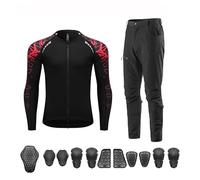 Rhepaada Men’s Summer Motorcycle Jacket and Pants Set Breathable Mesh Motorbike Riding Suit with Removable CE Armor Pads Reflective Lightweight Protective Biker Gear for Touring Commuting