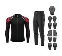 Rhepaada Mens Breathable Mesh Motorcycle Jacket and Pants Set, Motorbike Riding Suit with Armor for Protective Biker Gear, Lightweight Cargo Leggings Trousers Reflective Urban Pro