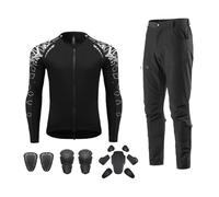 Rhepaada Professional Mens Summer Motorcycle Jacket and Pants Set, Motorbike Riding Suit with Armor featuring Breathable Mesh Biker Gear, Lightweight Cargo Leggings Trousers Reflective