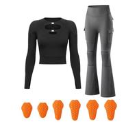 Rhepaada Protective Motorbike Outfit for Women with Mesh Jacket and Skort, High Elasticity Summer Gear Removable Armour Breathable Biker Suit Reflective Moisture Wicking Road Trip Fit