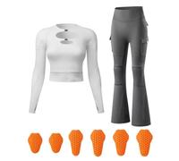 Rhepaada Protective Motorbike Outfit for Women with Mesh Jacket and Skort, High Elasticity Summer Gear Removable Armour Breathable Biker Suit Reflective Moisture Wicking Road Trip Fit