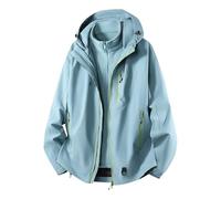 Rhepaada Rainproof 3-in-1 Winter Jacket Windbreaker Hooded Mountain Shell Removable Warm Lining Multi-Functional Outdoor Coat for Cycling Hiking Travelling Daily Activewear Sporty Gear
