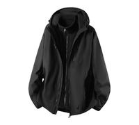 Rhepaada Rainproof 3-in-1 Winter Jacket Windbreaker Hooded Mountain Shell Removable Warm Lining Multi-Functional Outdoor Coat for Cycling Hiking Travelling Daily Activewear Sporty Gear