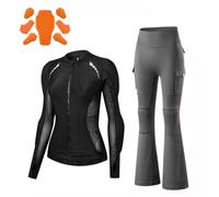Rhepaada Women Motorcycle Jacket Mesh MotorbikWomene Jersey, Bell Bottom Riding Leggings CE Shielded Summer Bike Kit Breathable Highwaist Biker Clothing for Yoga Fitness Running Sport Moto